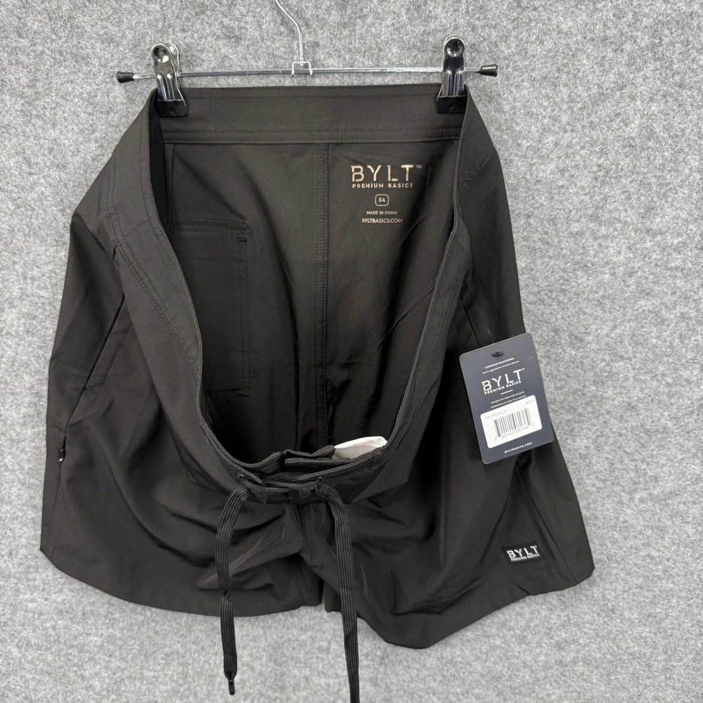 BYLT‎ Premium Basics Coast Board Shorts Mens 34 Black PCF_SHO_BLK_34 Swim Trunks